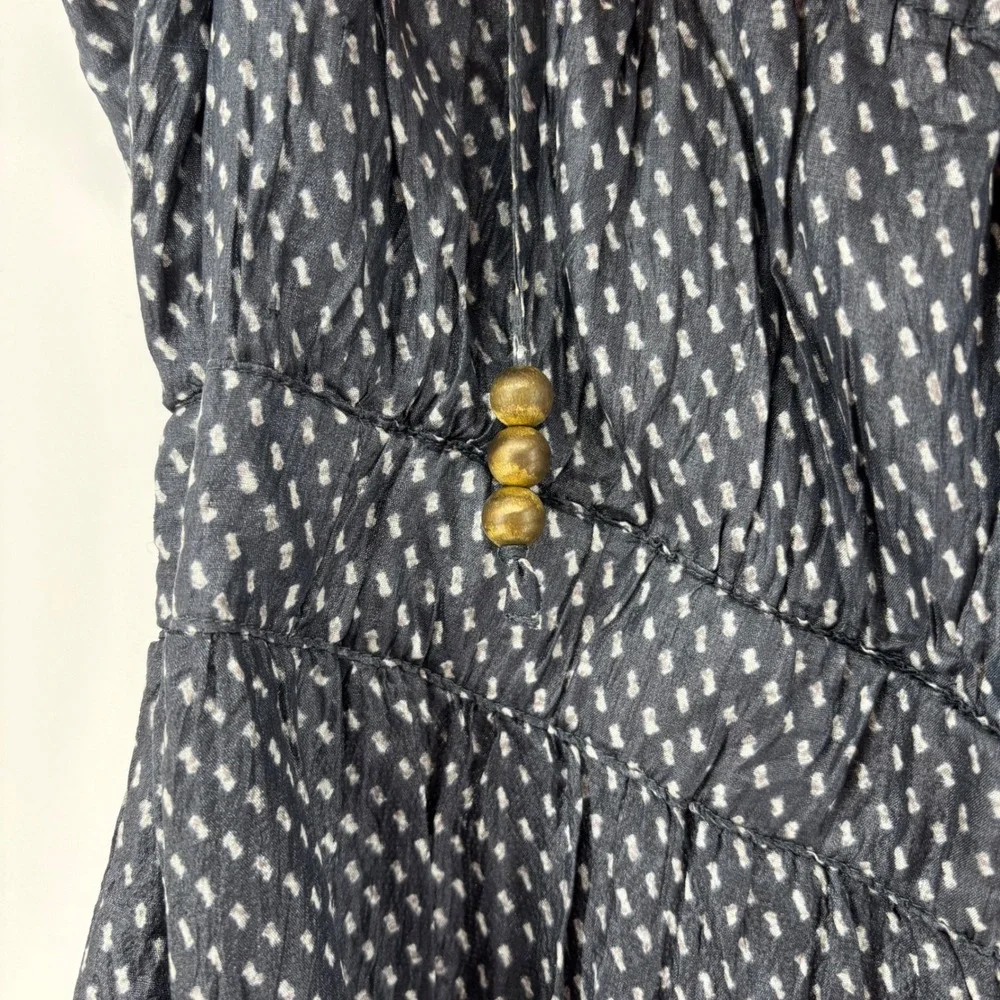 Gap Navy Blue Polka Dot Crinkle Silk Halter Handkerchief Hem Midi Dress Size 6 - Picture 8 of 15